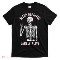 Sleep Deprived Barely Alive Funny Skeleton Halloween T-Shirt thumb 0