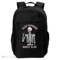 Sleep Deprived Barely Alive Funny Skeleton Halloween Backpack thumb 0