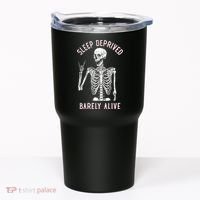 Sleep Deprived Barely Alive Funny Skeleton Halloween Tumbler thumb 0