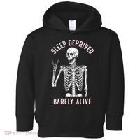 Sleep Deprived Barely Alive Funny Skeleton Halloween Toddler Hoodie thumb 0