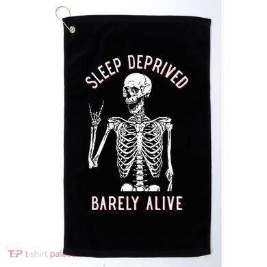 Sleep Deprived Barely Alive Funny Skeleton Halloween Golf Towel