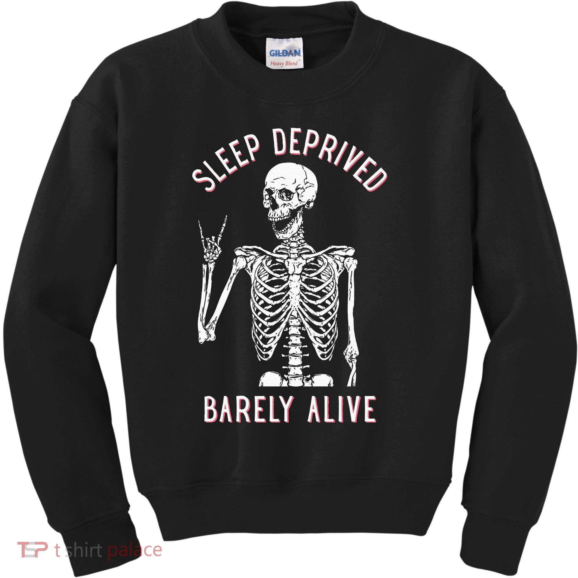 Sleep Deprived Barely Alive Funny Skeleton Halloween Kids Sweatshirt