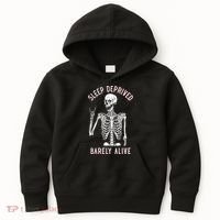 Sleep Deprived Barely Alive Funny Skeleton Halloween Kids Hoodie thumb 0