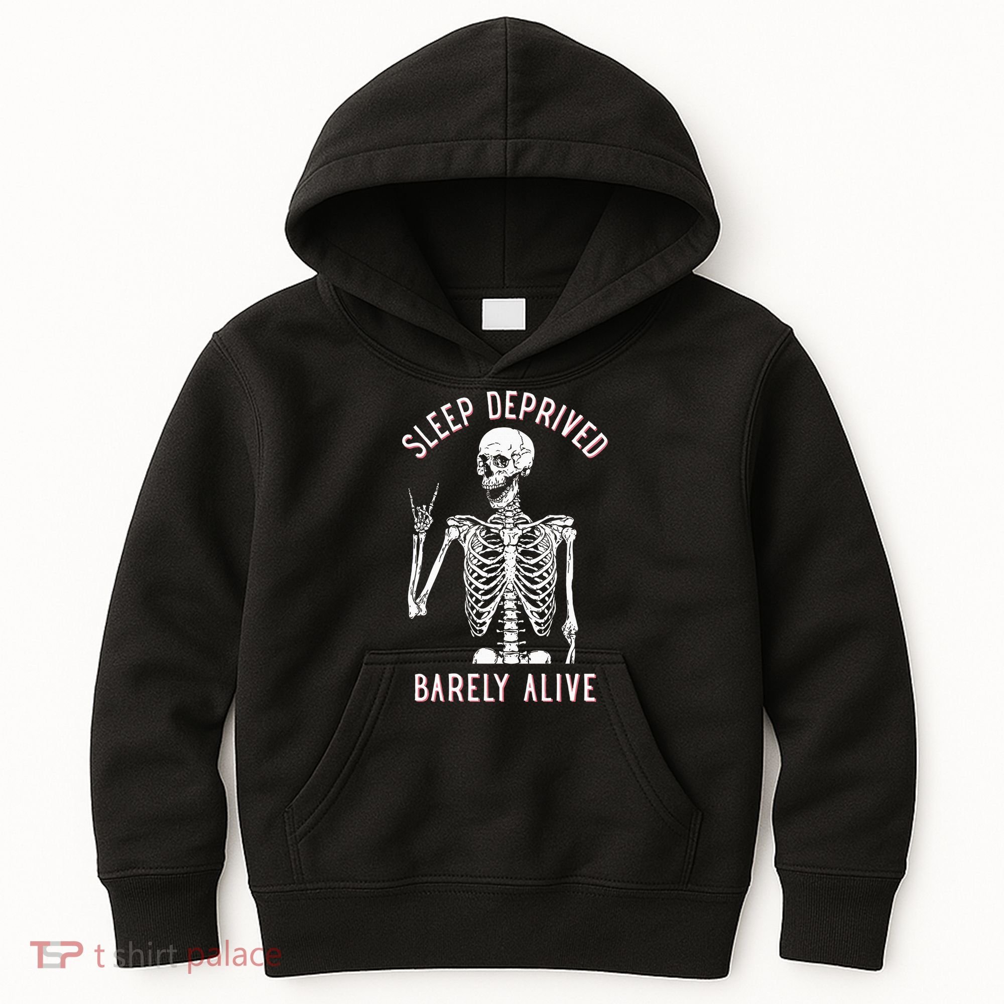 Sleep Deprived Barely Alive Funny Skeleton Halloween Kids Hoodie