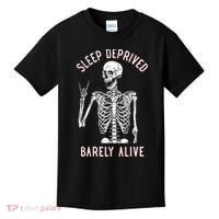 Sleep Deprived Barely Alive Funny Skeleton Halloween Kids T-Shirt thumb 0
