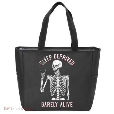 Sleep Deprived Barely Alive Funny Skeleton Halloween Tote Bag