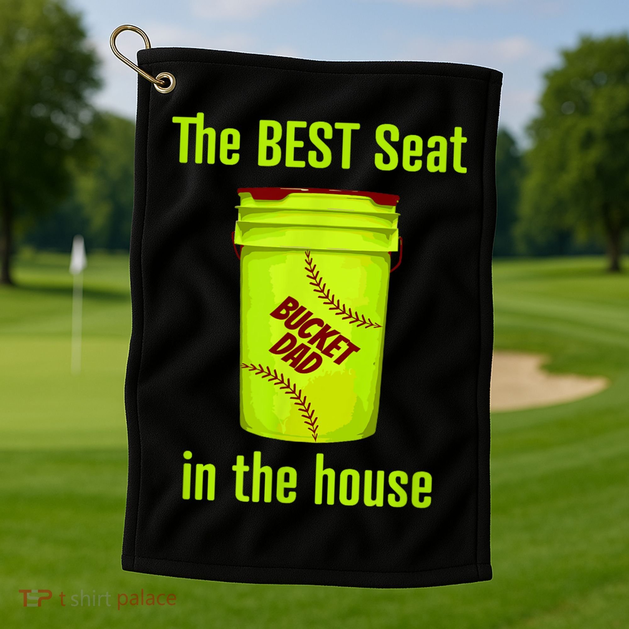 Softball Dad Best Seat In The House Pitcher Catcher Golf Towel