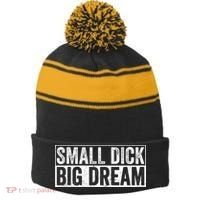 Small Dick Big Dreams Funny Stripe Pom Pom Beanie thumb 0