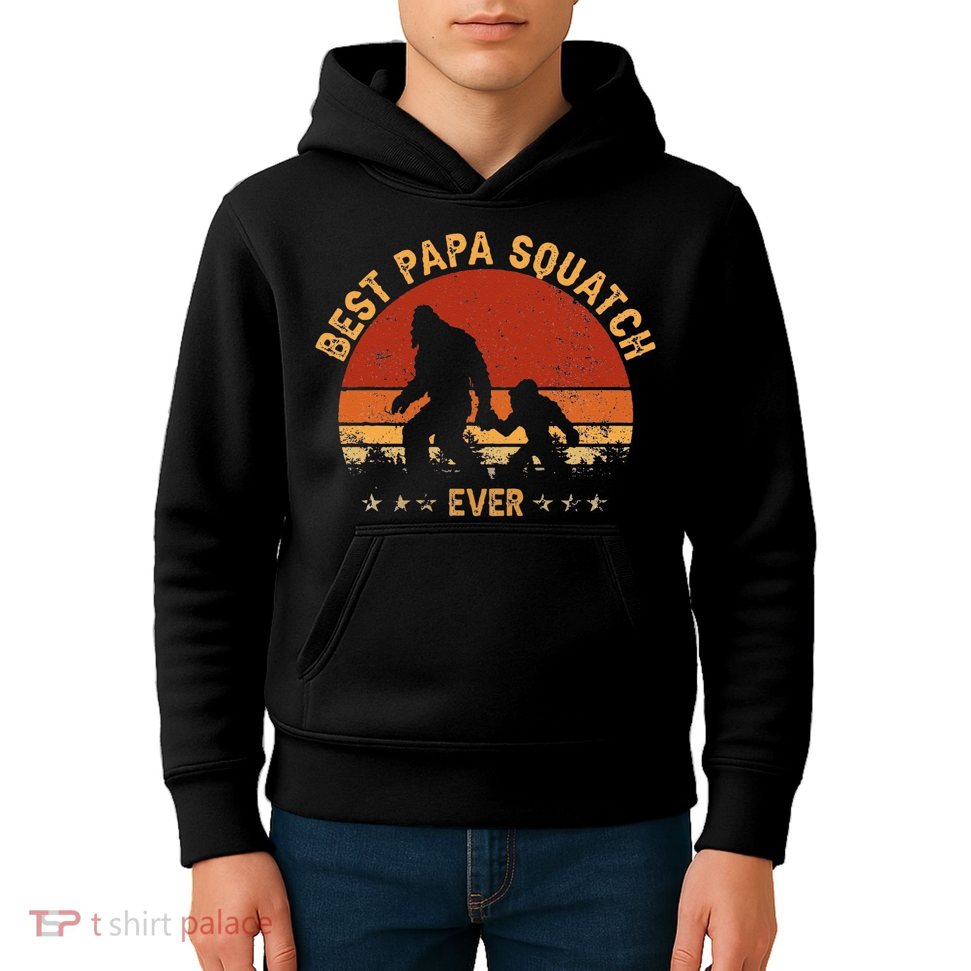 Sasquatch Dad Best Papa Squatch Ever Bigfoot Dad Fathers Day Kids Hoodie