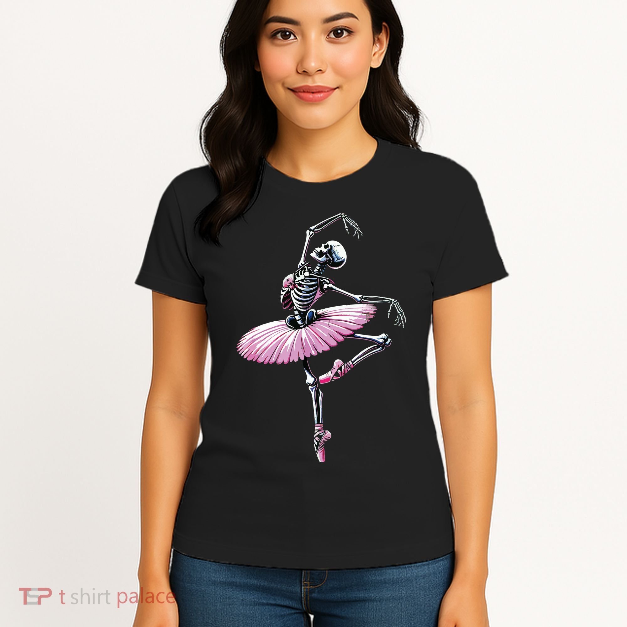 Skeleton Dancing Ballet Lovers Spooky Halloween Dancer Women's T-Shirt