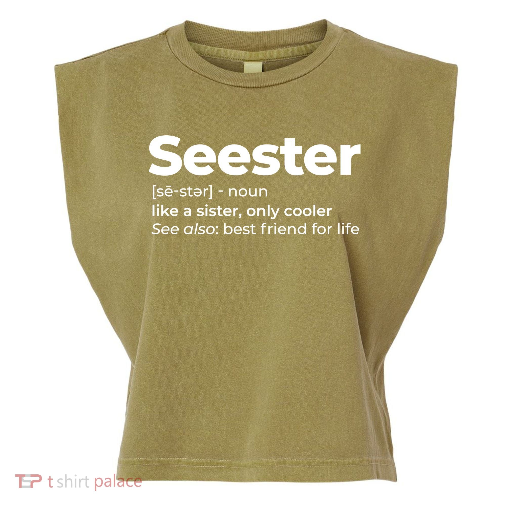 Seester Definition Best Friend For Life Garment-Dyed Women's Muscle Tee
