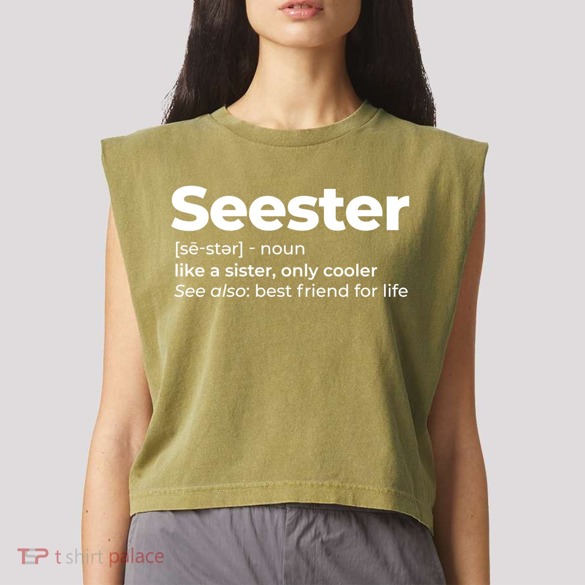 Seester Definition Best Friend For Life Garment-Dyed Women's Muscle Tee