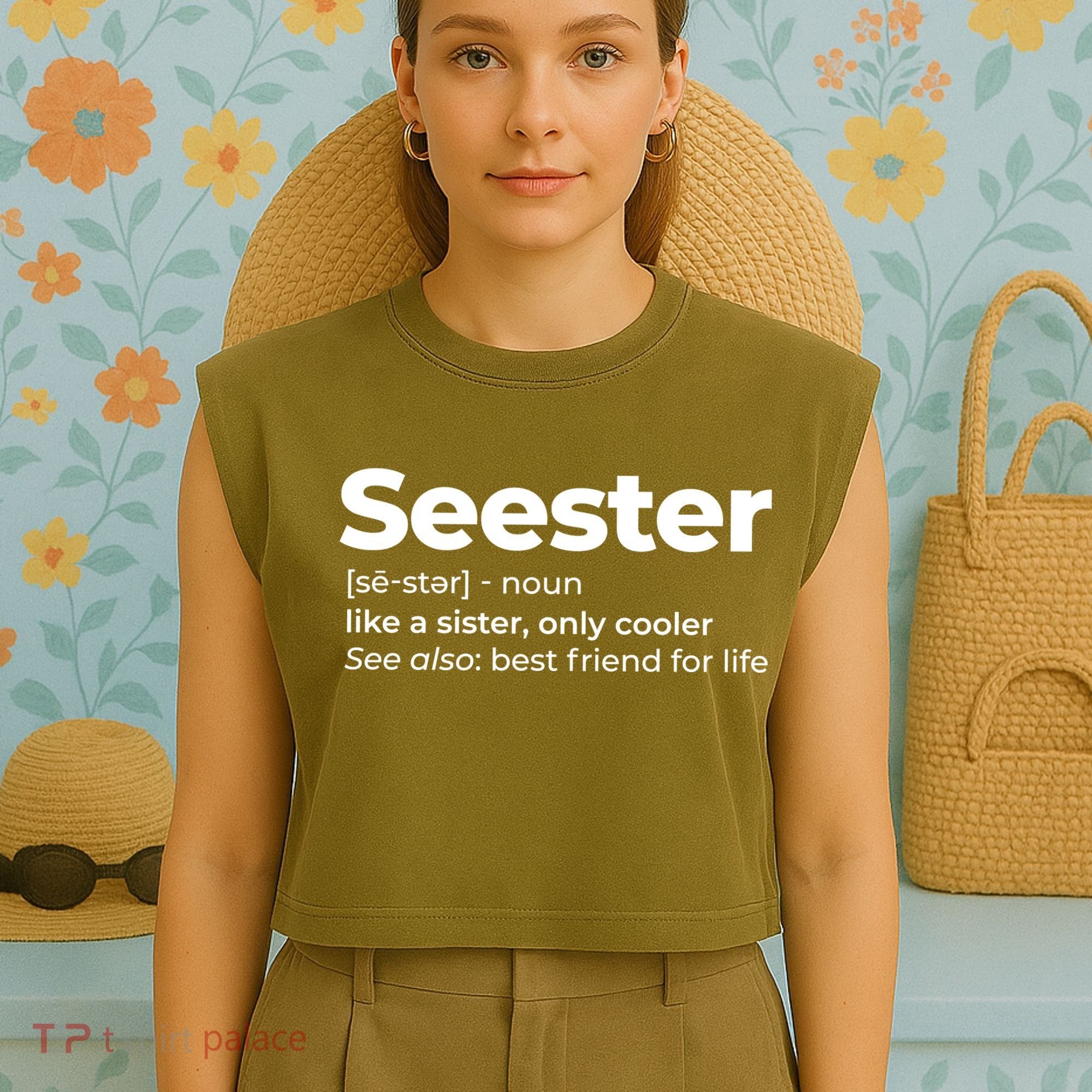 Seester Definition Best Friend For Life Garment-Dyed Women's Muscle Tee