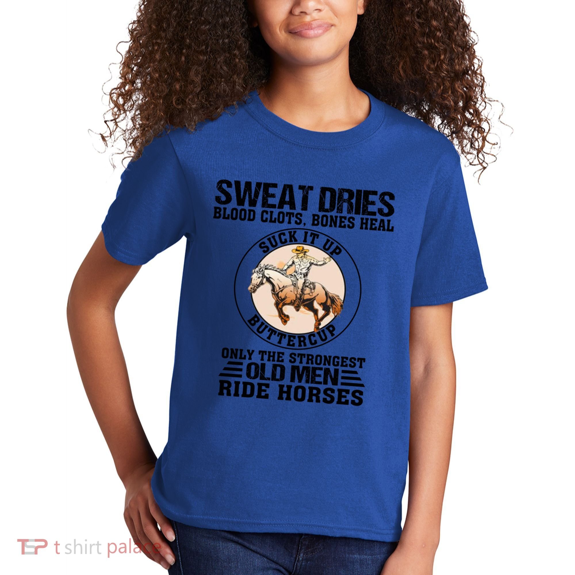 Sweat Dries Blood Clots Bones Heal Western Cow Horse Gift Kids T-Shirt
