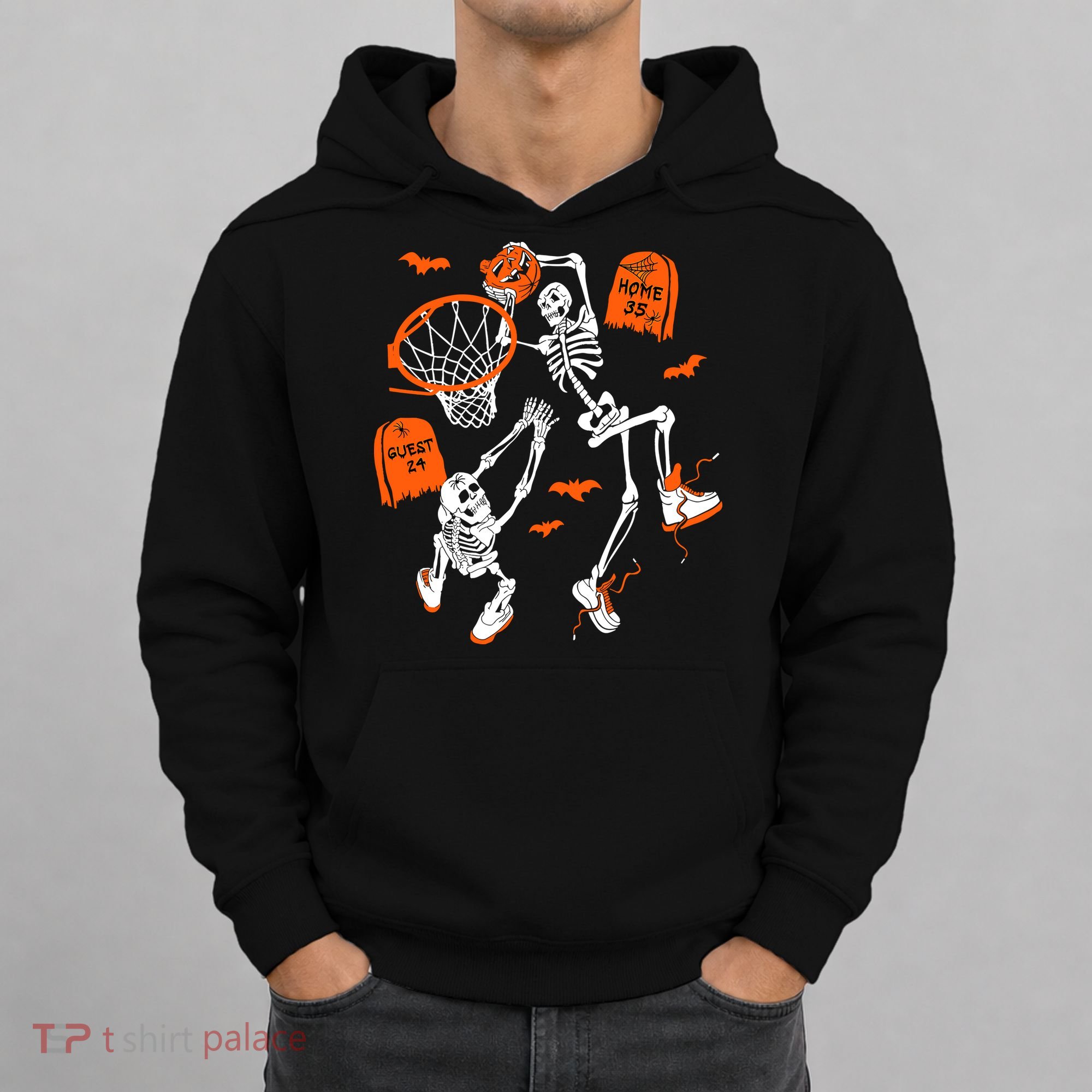Skeleton Dunking Basketball Halloween Costume Hoodie