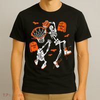 Skeleton Dunking Basketball Halloween Costume T-Shirt thumb 3
