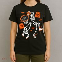 Skeleton Dunking Basketball Halloween Costume T-Shirt thumb 4