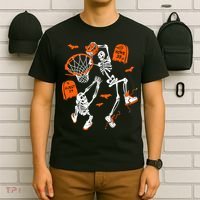 Skeleton Dunking Basketball Halloween Costume T-Shirt thumb 6