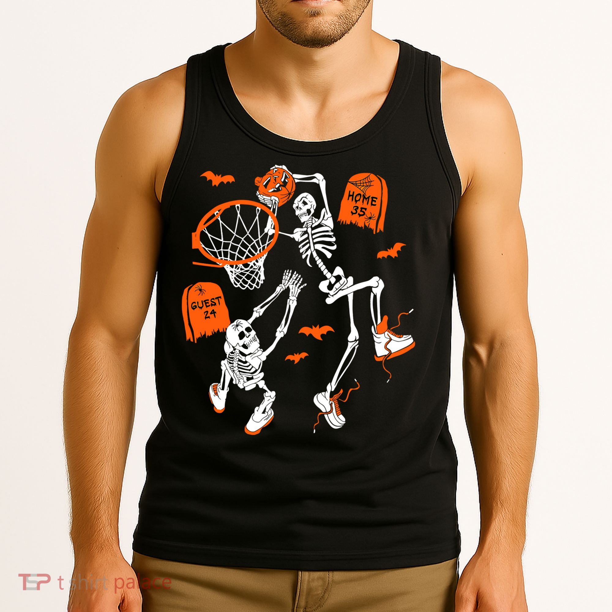 Skeleton Dunking Basketball Halloween Costume Tank Top