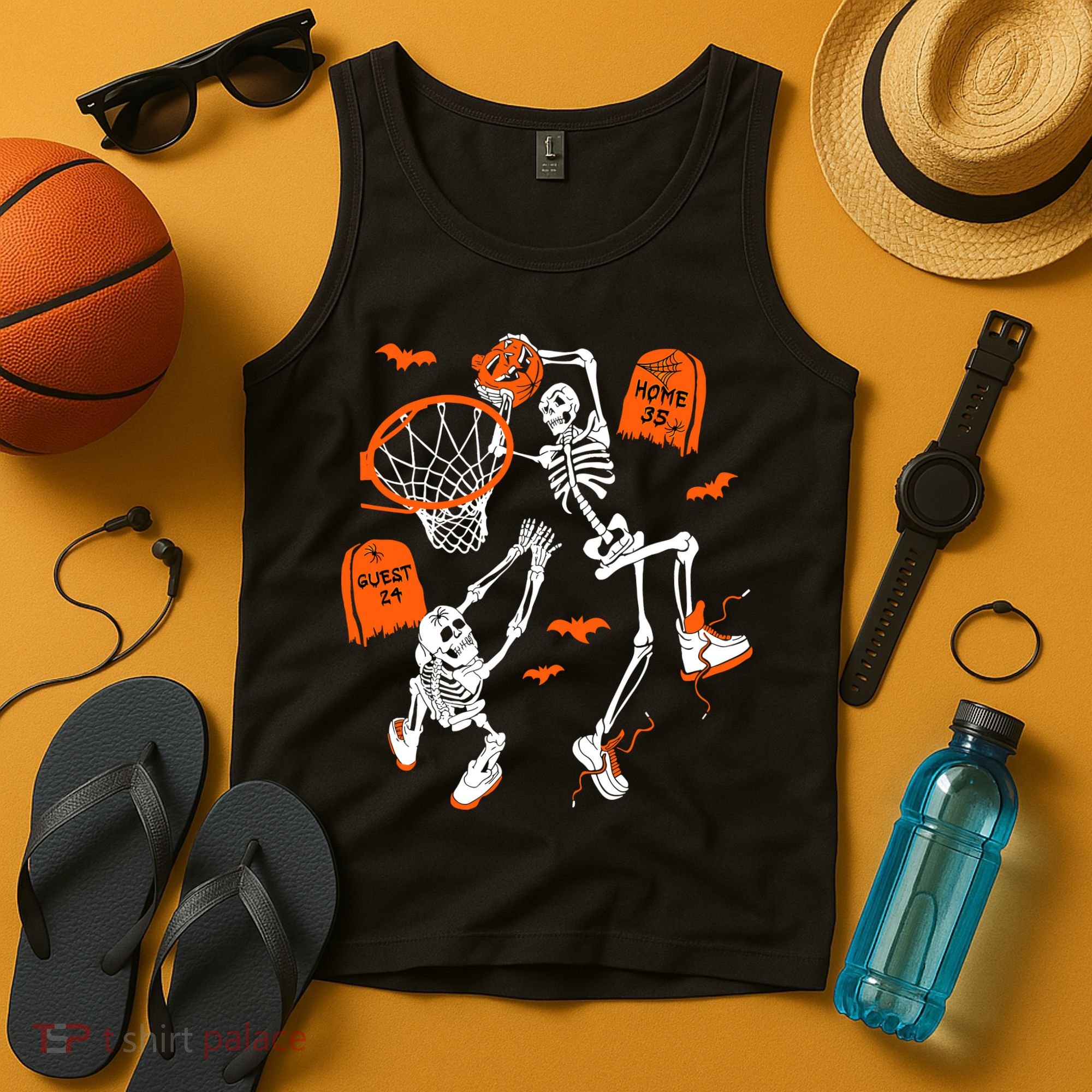 Skeleton Dunking Basketball Halloween Costume Tank Top