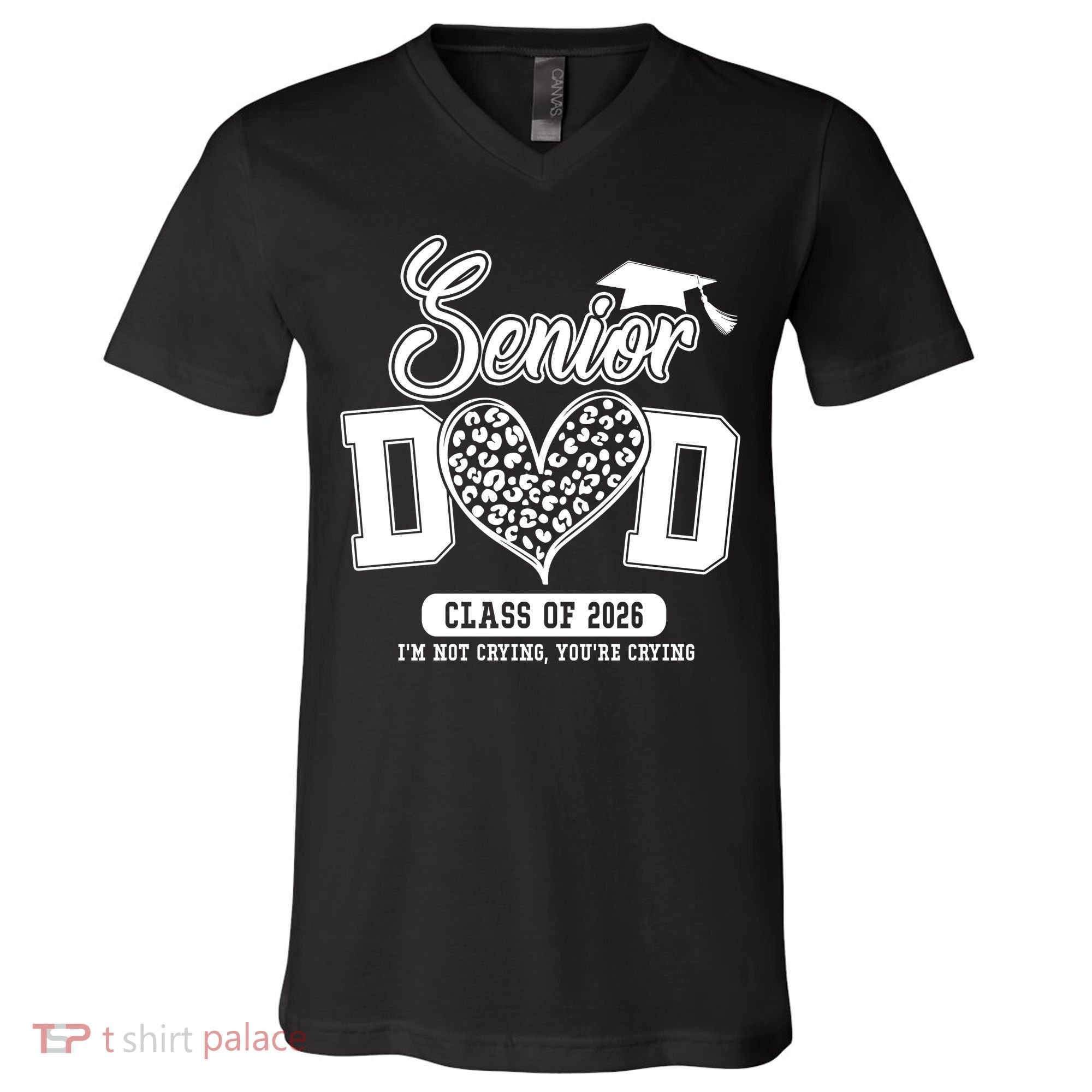 Senior Dad Class Of 2026 Senior Dada 26 Graduation Leopard V-Neck T-Shirt
