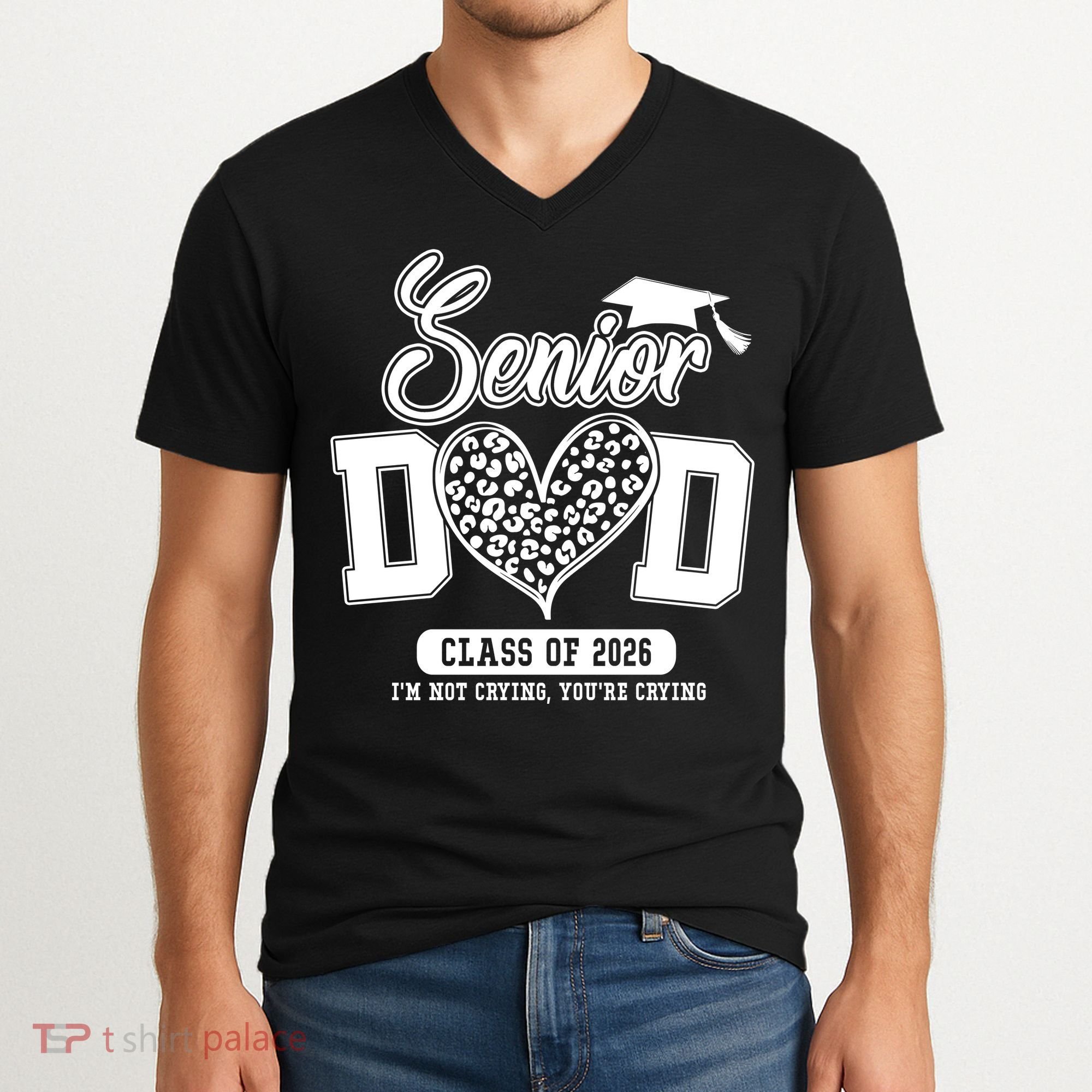 Senior Dad Class Of 2026 Senior Dada 26 Graduation Leopard V-Neck T-Shirt