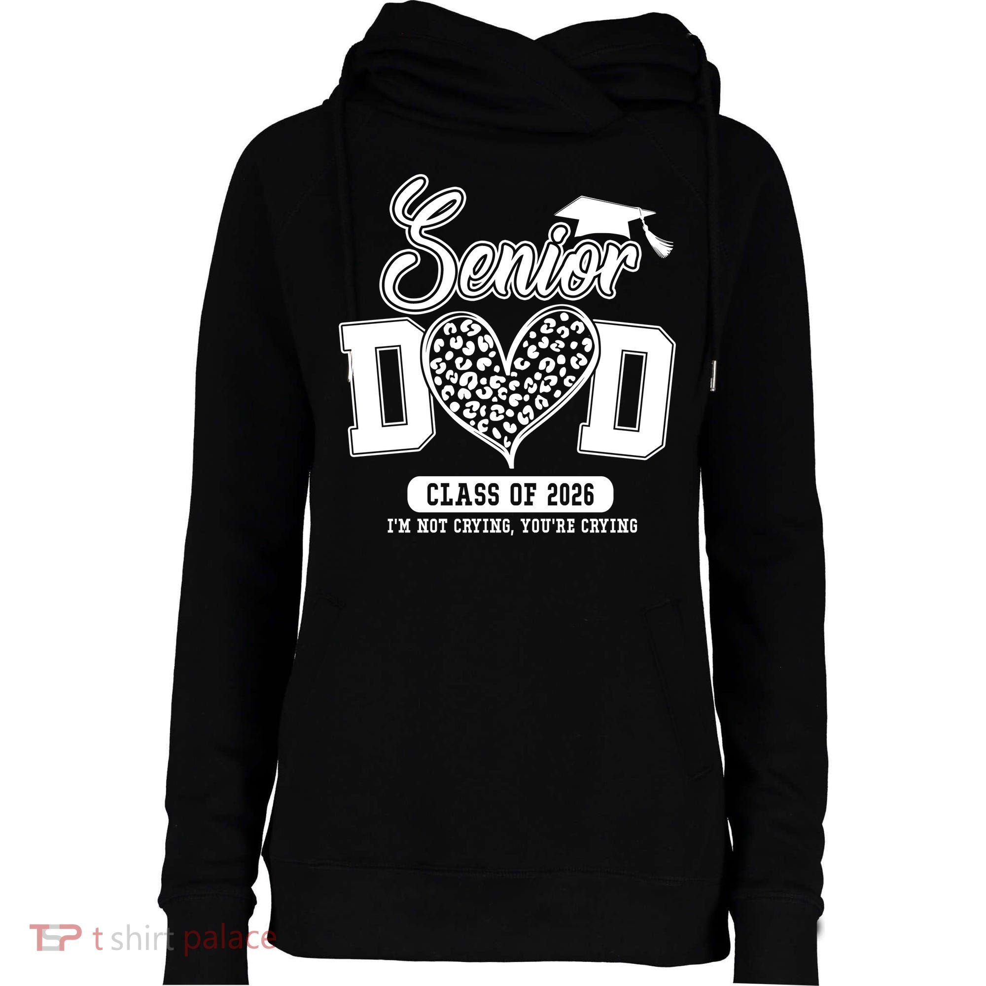Senior Dad Class Of 2026 Senior Dada 26 Graduation Leopard Womens Funnel Neck Pullover Hood