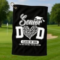 Senior Dad Class Of 2026 Senior Dada 26 Graduation Leopard Golf Towel thumb 1
