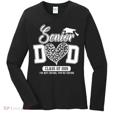Senior Dad Class Of 2026 Senior Dada 26 Graduation Leopard Women's Long Sleeve Shirt