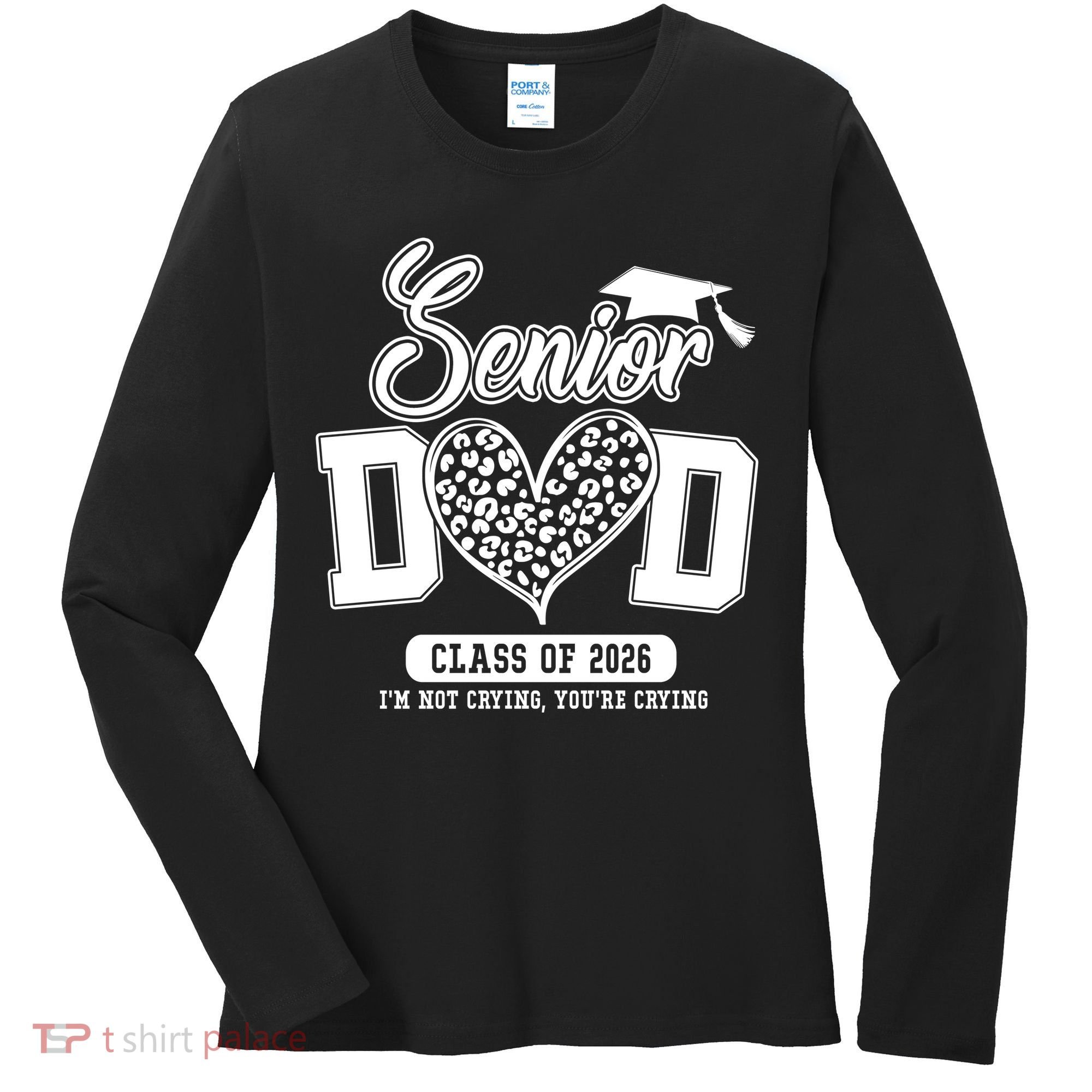 Senior Dad Class Of 2026 Senior Dada 26 Graduation Leopard Women's Long Sleeve Shirt