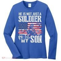 Soldier Dad Cool Gift He Not Just Soldier He Is My Son Father Gift Women's Long Sleeve Shirt thumb 0