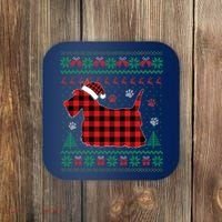 Scottie Dog Christmas Pajama Red Plaid Scottish Ugly Sweater Coaster thumb 0