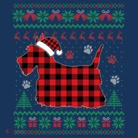 Scottie Dog Christmas Pajama Red Plaid Scottish Ugly Sweater Women's Hoodie thumb 2