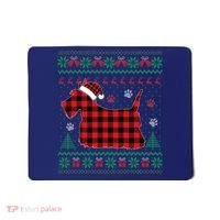 Scottie Dog Christmas Pajama Red Plaid Scottish Ugly Sweater Mousepad thumb 0
