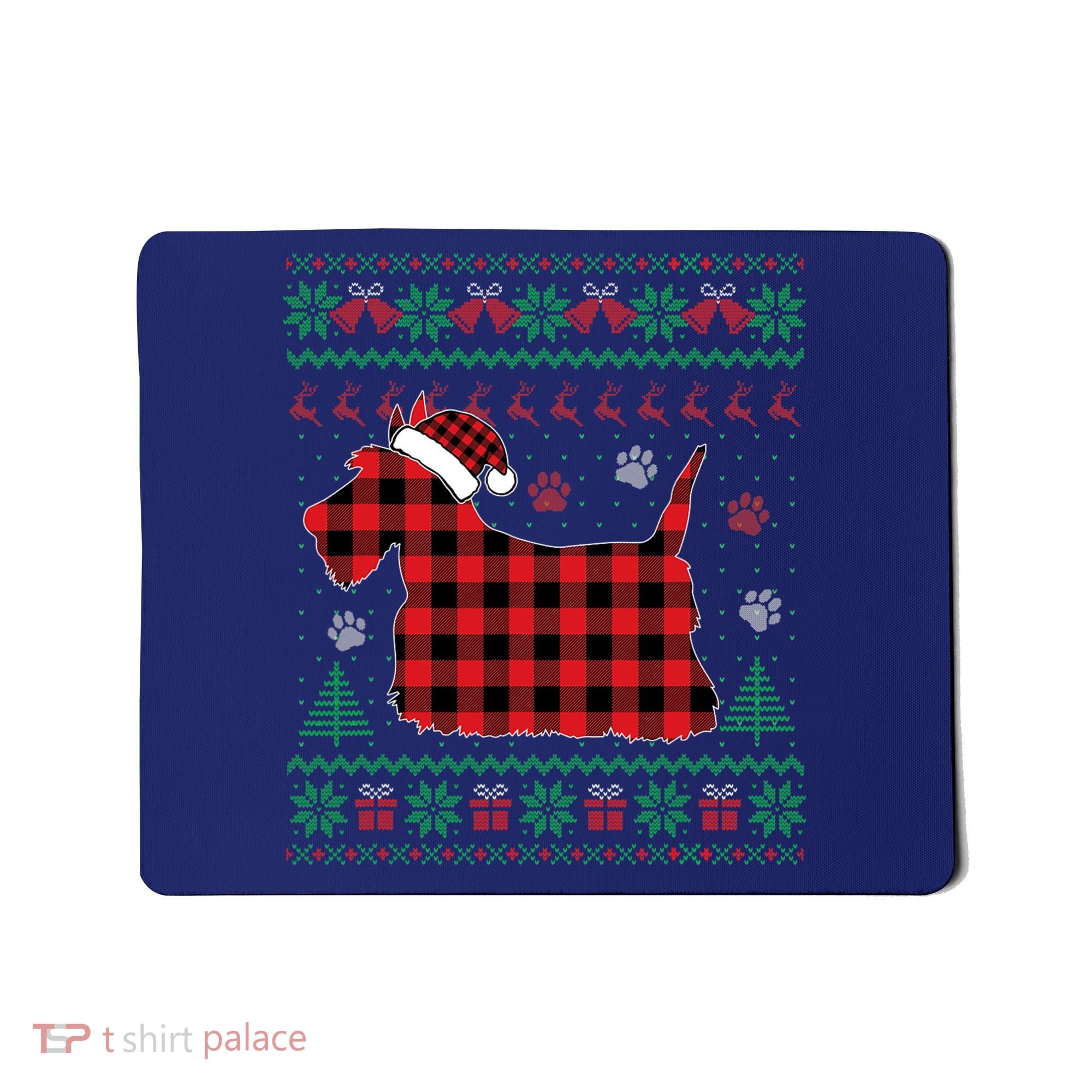 Scottie Dog Christmas Pajama Red Plaid Scottish Ugly Sweater Mousepad