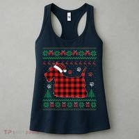 Scottie Dog Christmas Pajama Red Plaid Scottish Ugly Sweater Women's Tank Top thumb 3