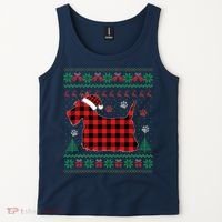 Scottie Dog Christmas Pajama Red Plaid Scottish Ugly Sweater Tank Top thumb 2