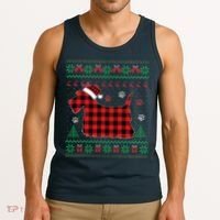 Scottie Dog Christmas Pajama Red Plaid Scottish Ugly Sweater Tank Top thumb 3