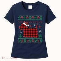 Scottie Dog Christmas Pajama Red Plaid Scottish Ugly Sweater Women's T-Shirt thumb 0