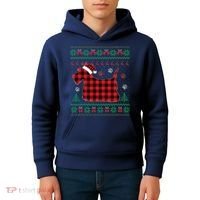 Scottie Dog Christmas Pajama Red Plaid Scottish Ugly Sweater Kids Hoodie thumb 4