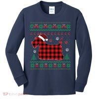 Scottie Dog Christmas Pajama Red Plaid Scottish Ugly Sweater Kids Long Sleeve Shirt thumb 0