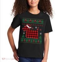 Scottie Dog Christmas Pajama Red Plaid Scottish Ugly Sweater Kids T-Shirt thumb 2