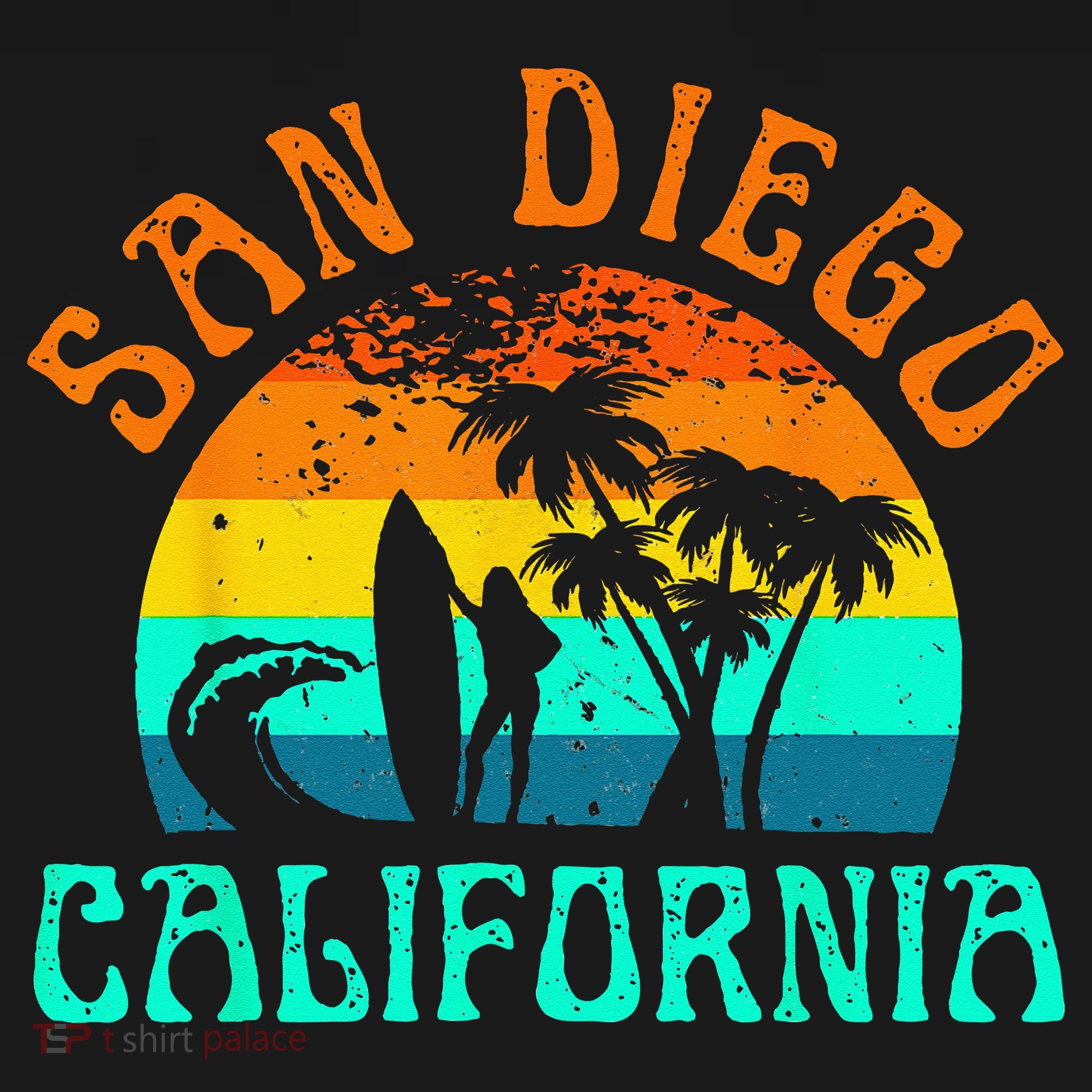 San Diego California Beach Surf Summer Vacation Vintage T-Shirt
