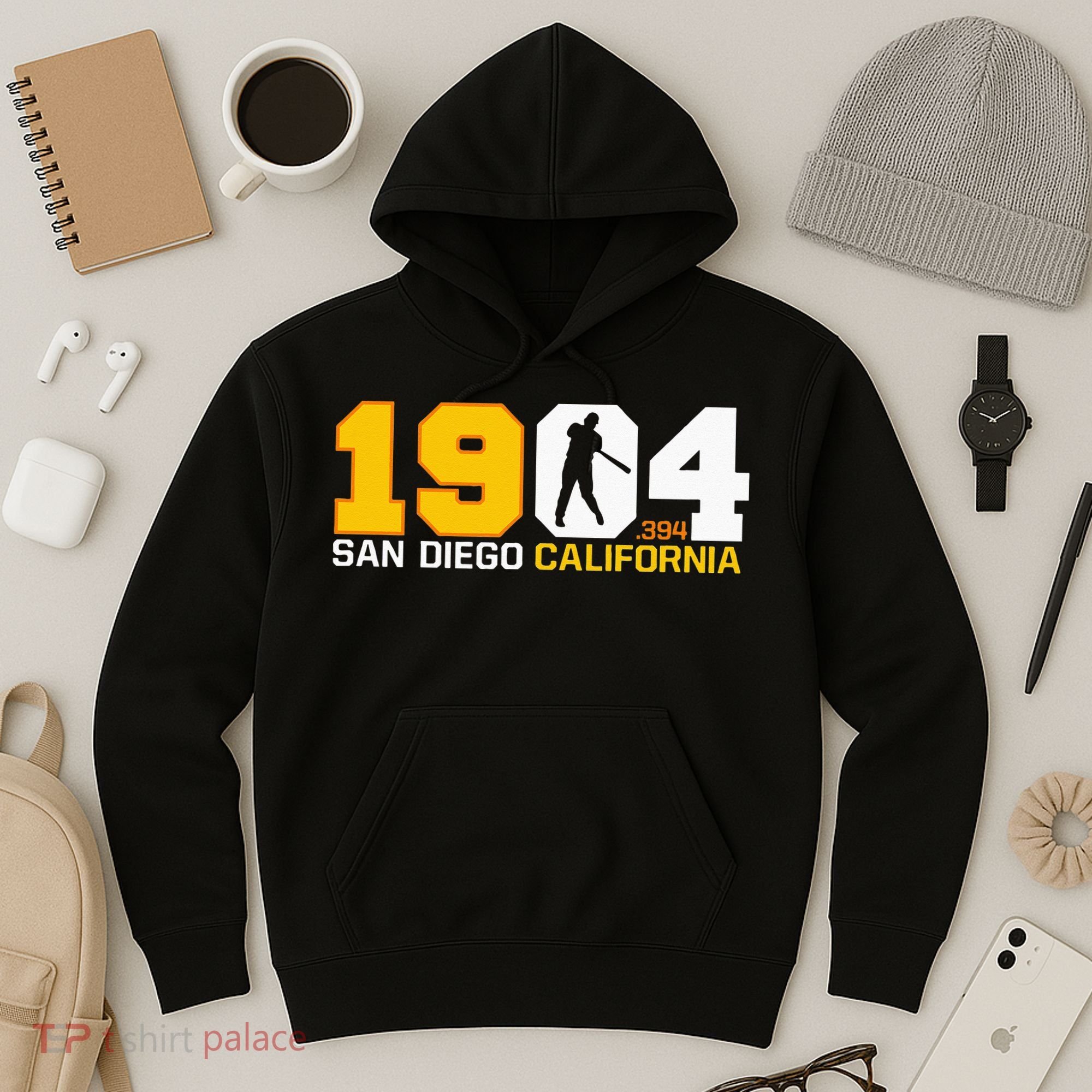San Diego California Throwback 1904 Baseball Statue .394 Hoodie