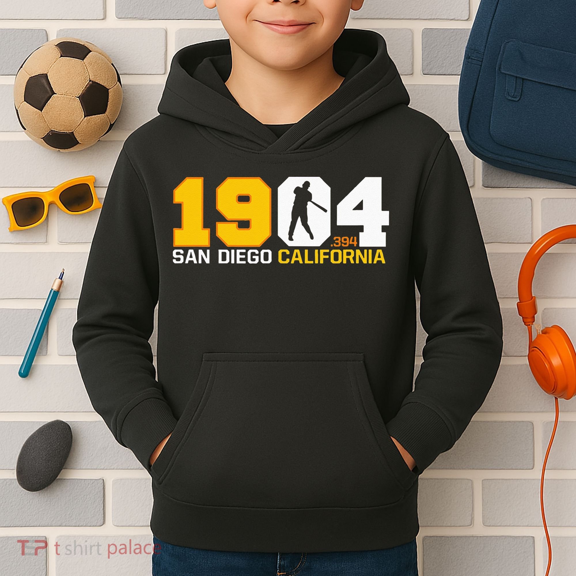 San Diego California Throwback 1904 Baseball Statue .394 Kids Hoodie