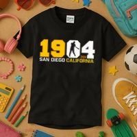 San Diego California Throwback 1904 Baseball Statue .394 Kids T-Shirt thumb 3