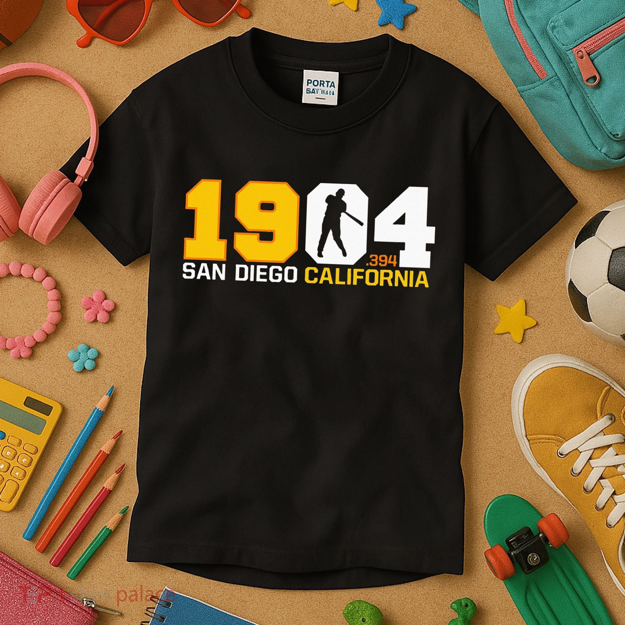 San Diego California Throwback 1904 Baseball Statue .394 Kids T-Shirt