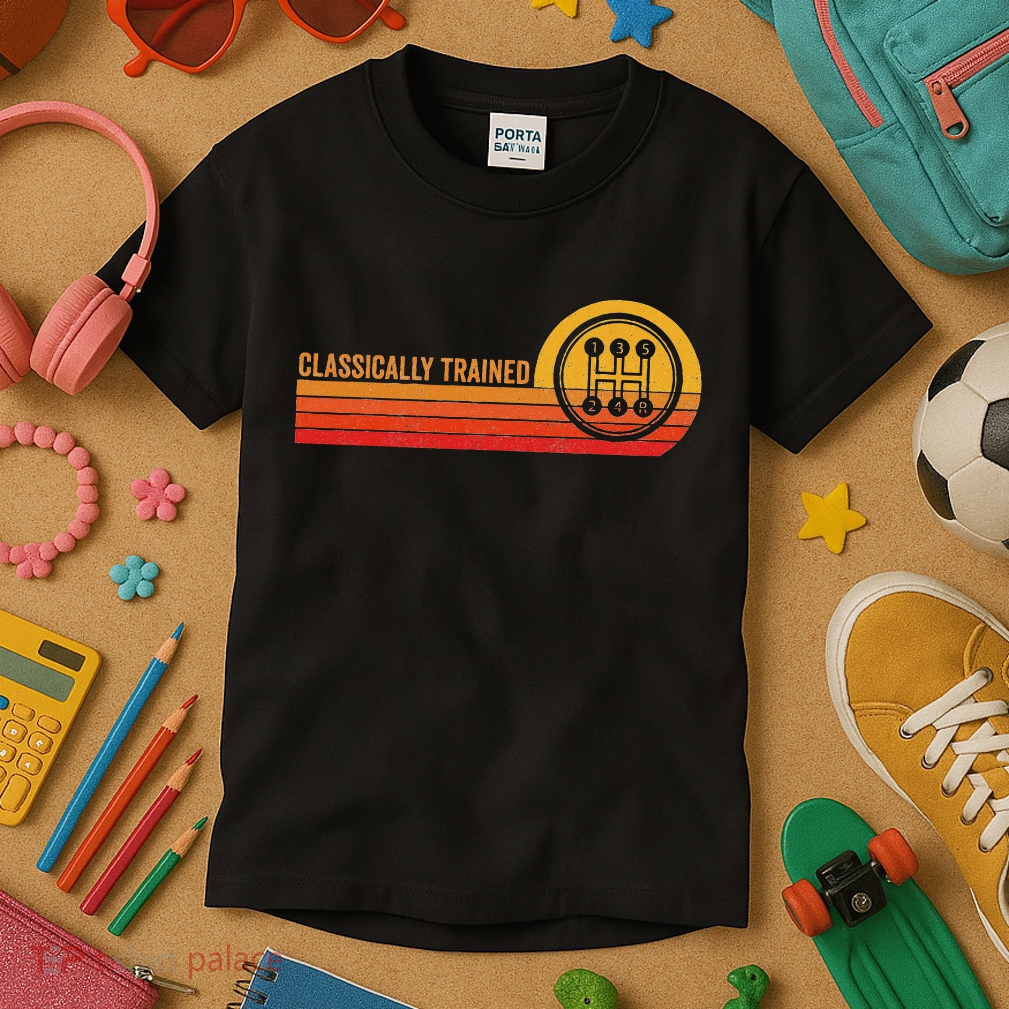 Stick Driver Classically Trained Manual Transmission Retro Kids T-Shirt