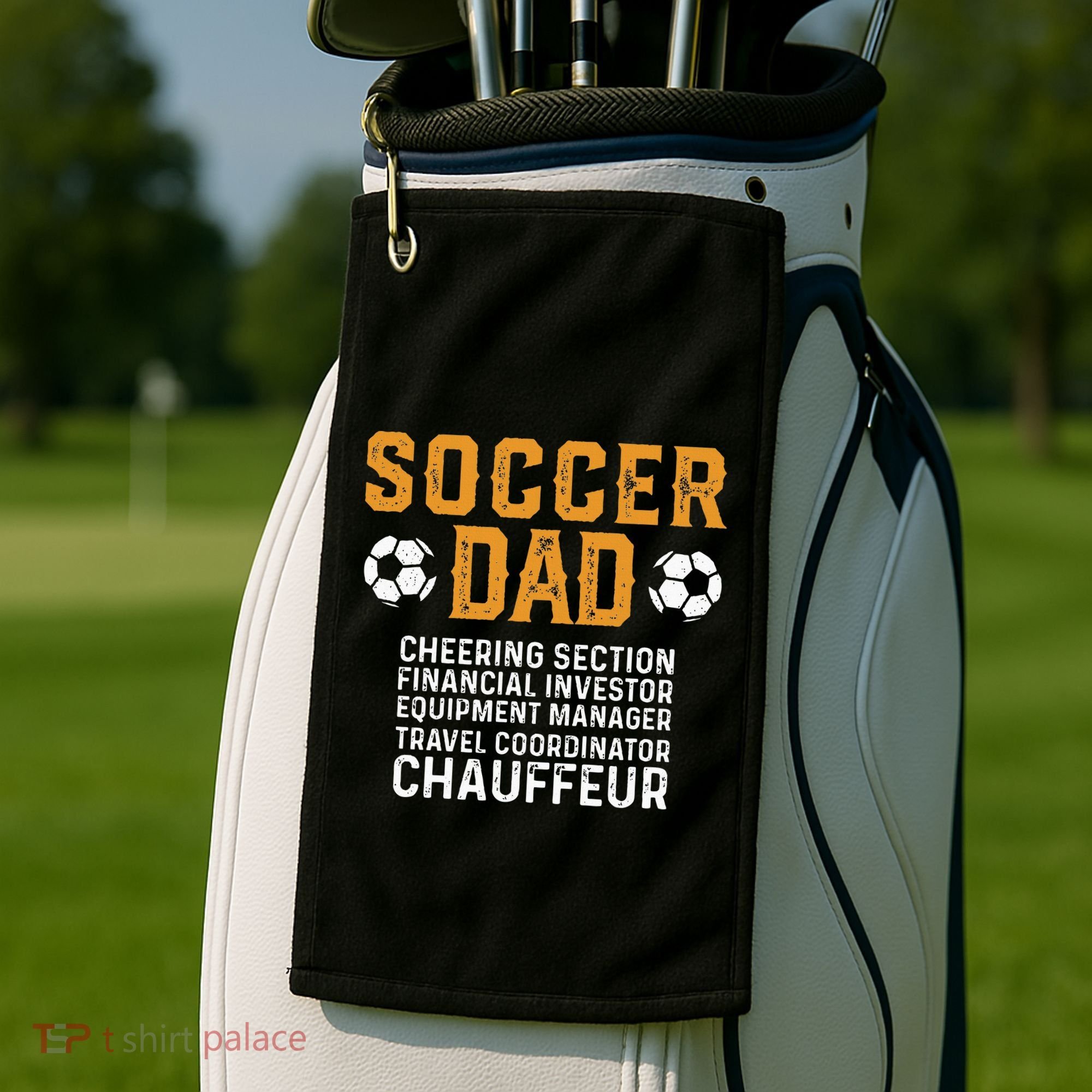 Soccer Dad Cheering Section Financial Investor Equipment Golf Towel