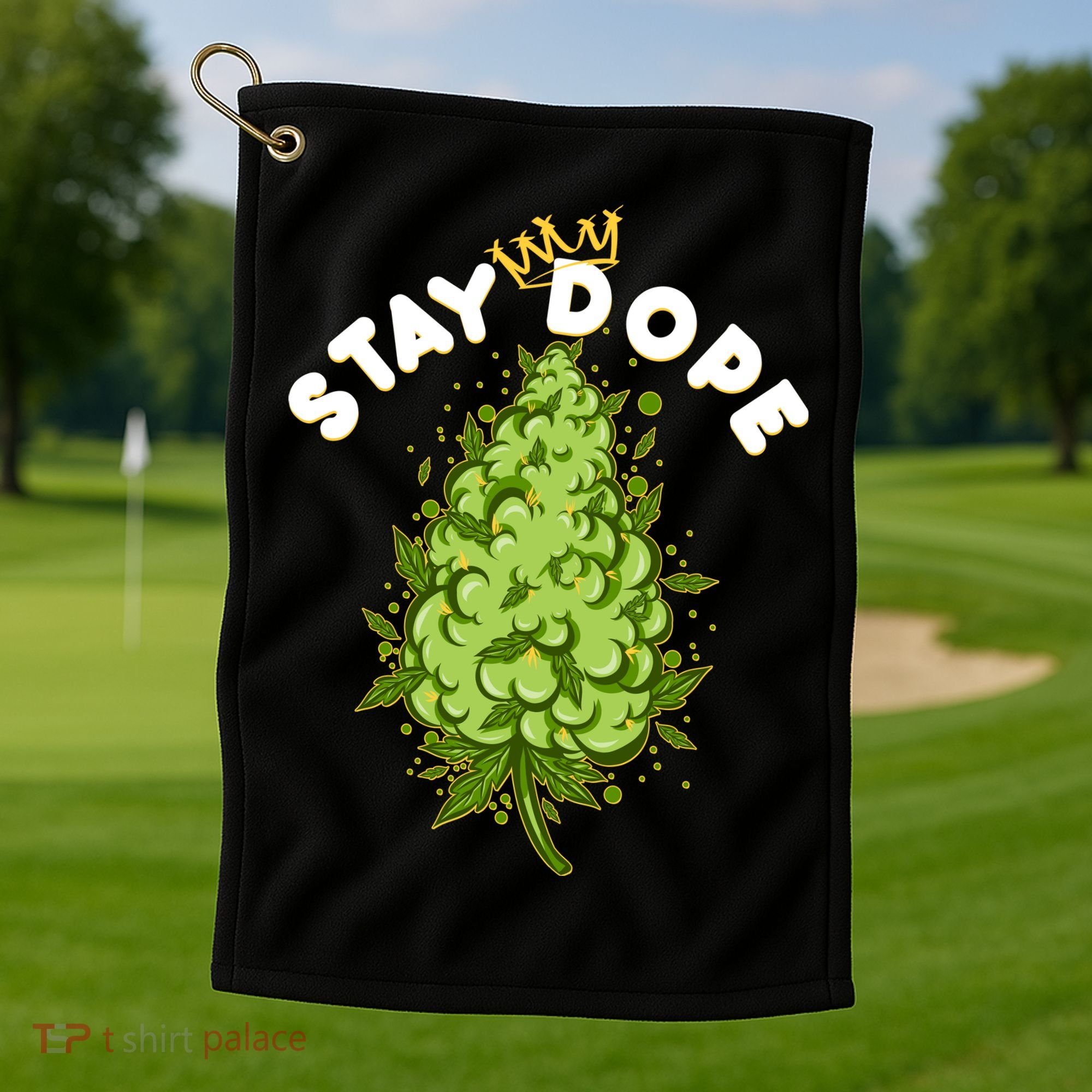 Stay Dope Cannabis Marijuana Bud Golf Towel